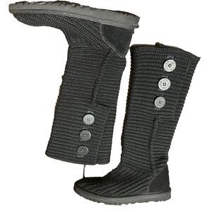 UGG Womens Classic Cardy 5819 Knit Boots Black Size 6 Comfy